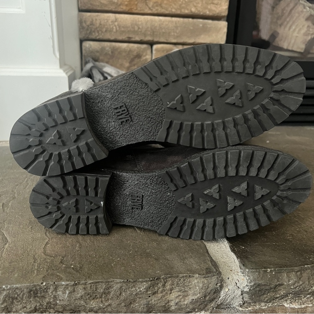 Frye Women's Tamara 7.5 Gray Genuine Shearling Suede Over The Knee Snow Boots - Picture 5 of 6